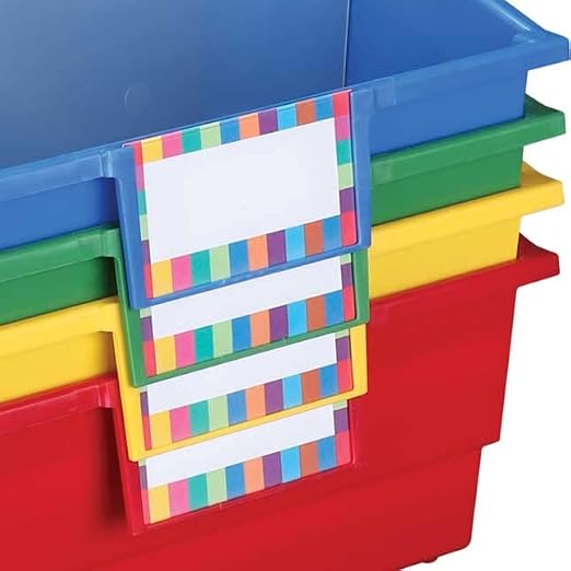 Really Good Stuff Picture Book Classroom Library Bins with Dividers | 13.5" x 13.5" x 7.75, 4-Pack, Rainbow, Large Plastic Bin Organizers for Book Organization, Documents, Files, Magazines - Image 5