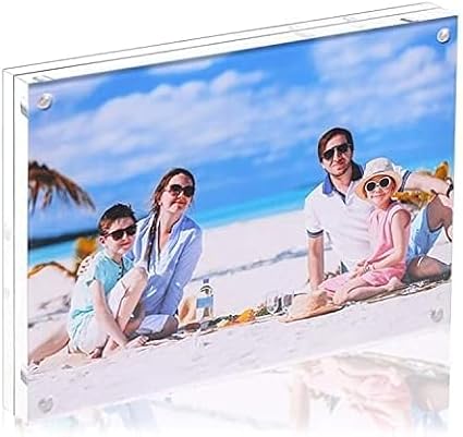 5X7 Acrylic Picture Frame with Stand Clear Magnetic Photo Fridge | Desktop Frameless Photo frame,Can be placed vertically,laid flat,or attached to the fridge,for Family, Baby, Friend Best Gift by JUOIFIP