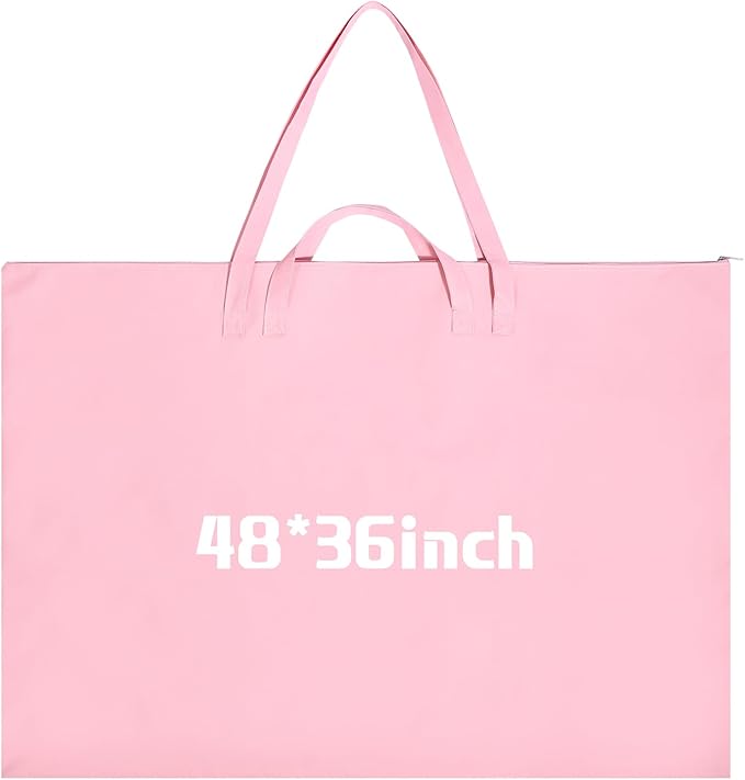 Abbylike 1 Pcs 48 x 36 Inch Art Portfolio Bag Large Size Art Supply Bag with Nylon Shoulder Waterproof Poster Board Painting Drawing Sketch Storage Carry Case for Artwork Gift Supplies (Pink) by Abbylike