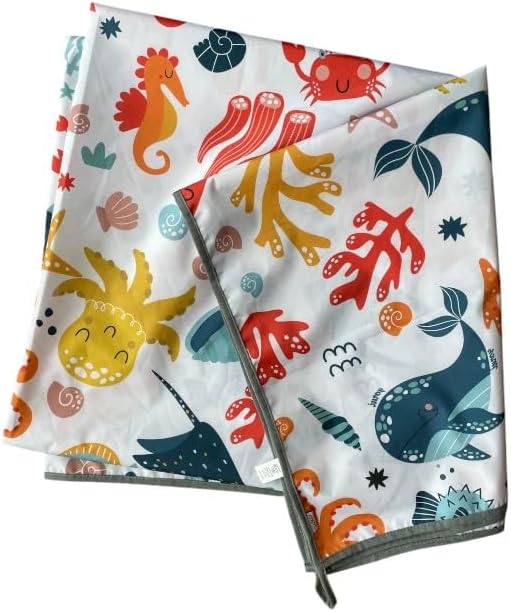 Waterproof High Chair Splat Mat – Machine Washable Floor & Table Protector for Baby Feeding, Art & Crafts, Outdoor Use (Ocean, 57x71 Inch) by Yorni
