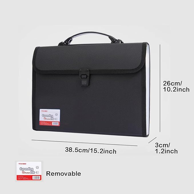 2 Pack Extra Large Legal Size/Foolscap 12 Pockets Accordion File Organizer with Handle, TRANBO Portable Expanding File Folder, Expandable Plastic Document Organizer for Travel School Office - Image 2