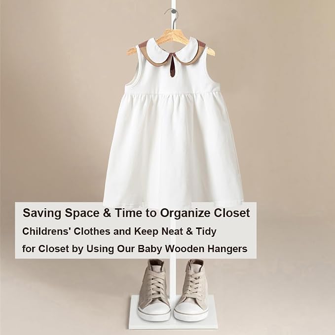 Natural 12.7" Ultra-Thin Wooden Children Closet Clothes Hangers 24PCS Wood Baby Kids Coat Hangers for Infant Toddler Newborn Jumpsuit Pants Skirts Jeans Space Saving Heavy Duty Durable Hangers - Image 5