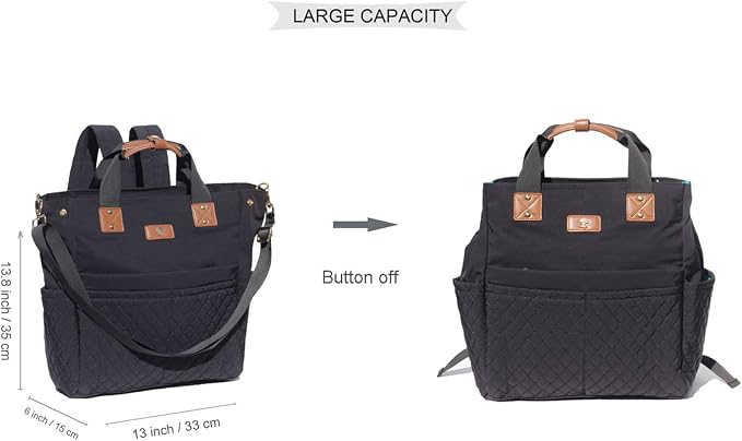 Diaper Tote Bag Totepack Backpack Crossbody Bag 3 in 1 for Women Laptop Backpack Multifunctional with Insulated Pockets - Image 2