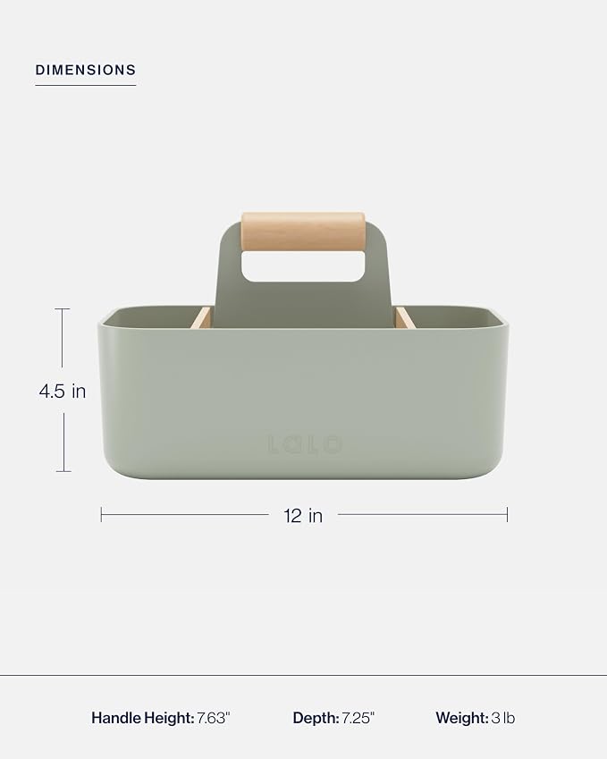 Lalo The Caddy - Modular Caddy Organizer with Handle and Removable Dividers - Portable Tote for Art Supplies, Diaper Storage, Bathroom - Sage - Image 4