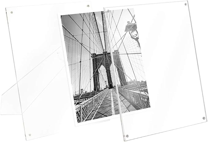 Isaac Jacobs 8x10 (2-Pack) Clear Acrylic Magnetic Picture Frame with Easel | Plain Acrylic Picture Frame, Magnetic Photo Frame, Made for Tabletop Display with Two-Way Easel - Image 3