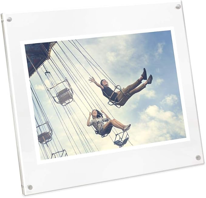 Isaac Jacobs 8x10 Clear Acrylic Magnetic Picture Frame with Two-Way Easel | Plain Acrylic Picture Frame, Magnetic Photo Frame, Made for Tabletop Display - Image 3