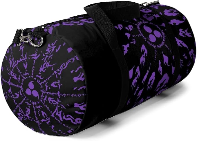 Large Capacity Waterproof Duffel Bag for Women & Men, Travel Gym Sports Bag with Shoe Compartment, Expandable Weekender Carry On for Fitness, Camping & Outdoor Use (Prple Cursed Mark) - Image 3
