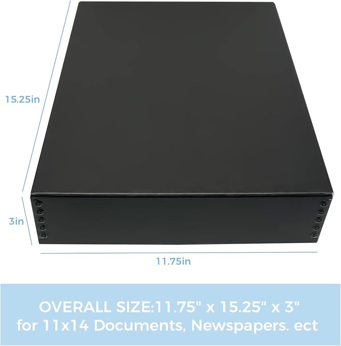 Lineco 11x14 Black Museum Archival Storage Box, Drop Front, 11.75x15x3 in. | Acid-Free with Metal Edge. Preserves Picture Longevity, Organize Photos or Documents, Crafts, DIY. - Image 2