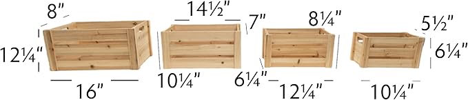 Simple Elements Rustic Farmhouse Wood Crates – Distressed Decorative Wood Storage Containers for Home Décor, Event Décor, Party supply and More – Set of 4 - Natural - Image 2