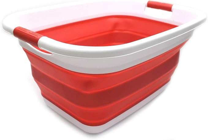 SAMMART Set of 2-31L (8.1 gallon) Collapsible Plastic Laundry Basket -Pop Up Storage Container-Portable Washing Tub - Space Saving Hamper/Basket, Water capacity: 23L (6 gallon) (2, Red) - Image 4