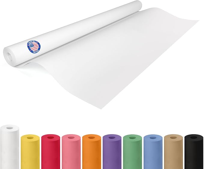 Extra White Offset Kraft Paper Roll 36" x 1200" (100 ft) – USA-Made 50lb Premium Eco Paper, Brighter-Than-Standard White – Ideal for Packing, Wrapping, Arts & Crafts, School Projects by IDL Packaging by IDLPackaging