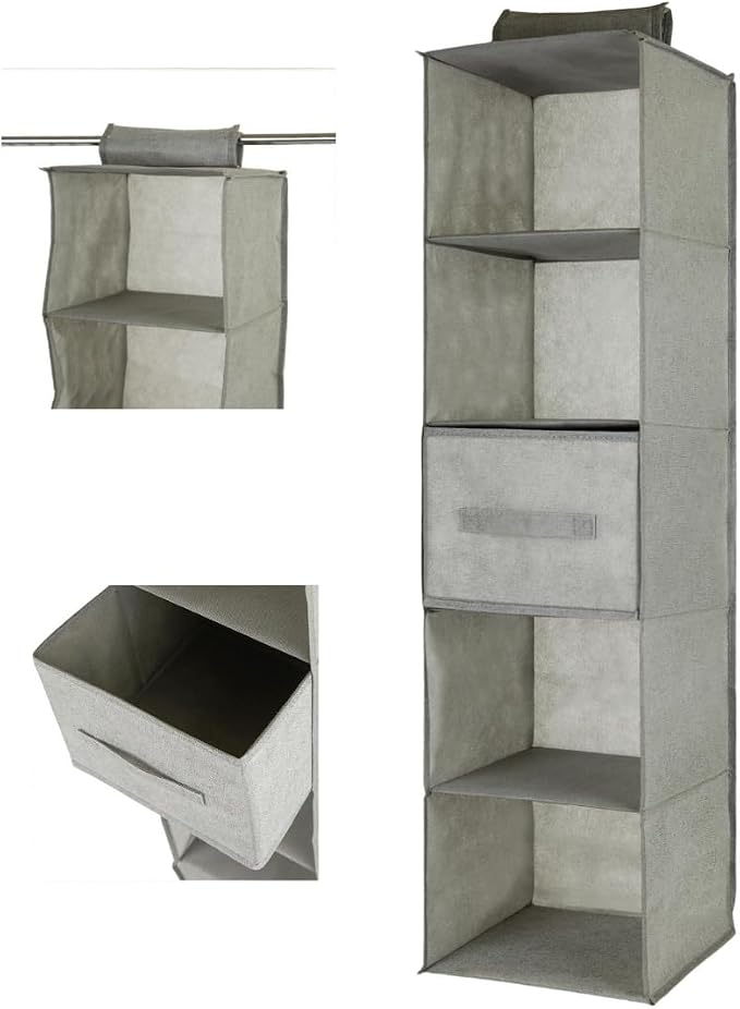 Fabric Closet Organizer, Collapsible Hanging Closet Organizers and Storage - Hanging Closet Organizer with Removable Drawer for Travel, Home Organization Shelves and Dorm Storage Room Essentials by Unknown
