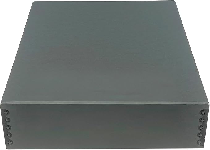 Golden State Art, Drop Front Archival Storage Box, Gray, 11.75x15.25x3 Inch | Acid-Free Museum Box with Metal Edge Corner, for Storing Artwork Photos Documents Prints Arts And Crafts by GoldenStateArt