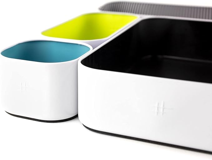 Three by Three Seattle Metal Drawer Organizer Tray Set, 6-Pc, 2" (Assorted) | Deep 2" food-safe colorful metal bins; soft non-scratch base; kitchen, vanity, bathroom & office drawer storage - Image 10