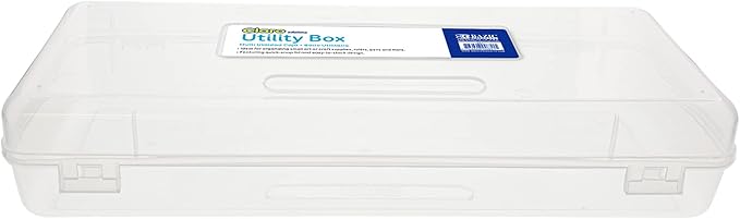 BAZIC PRODUCTS Clear Ruler-Length Pencil Box | 13 3/8 x 5 3/8 x 2 1/2 in; snap-latch lid for long supplies by BAZICProducts
