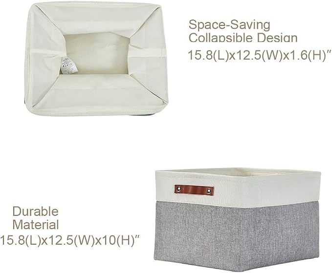 DECOMOMO Storage Bins, Extra Large Fabric Storage Baskets for Shelves 3Pack | 15.8 x 12.5 x 10 inches Decorative Linen Closet Organizers (Grey & White) - Image 3