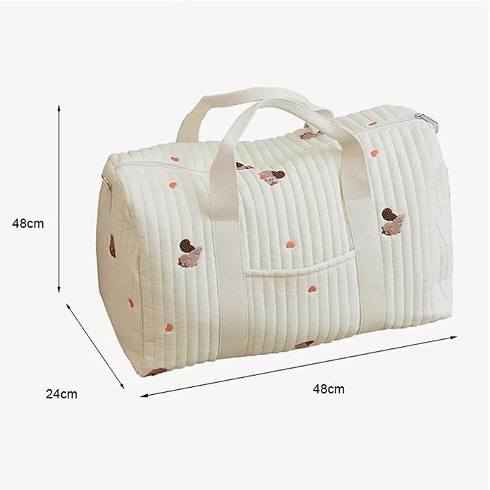 OZK Large Maternity Pack Baby Diaper Bags for Mommy Stroller Nappy Organizer Portable Boston Luggage Travel Changing Messenger Bags, Beige - Image 6
