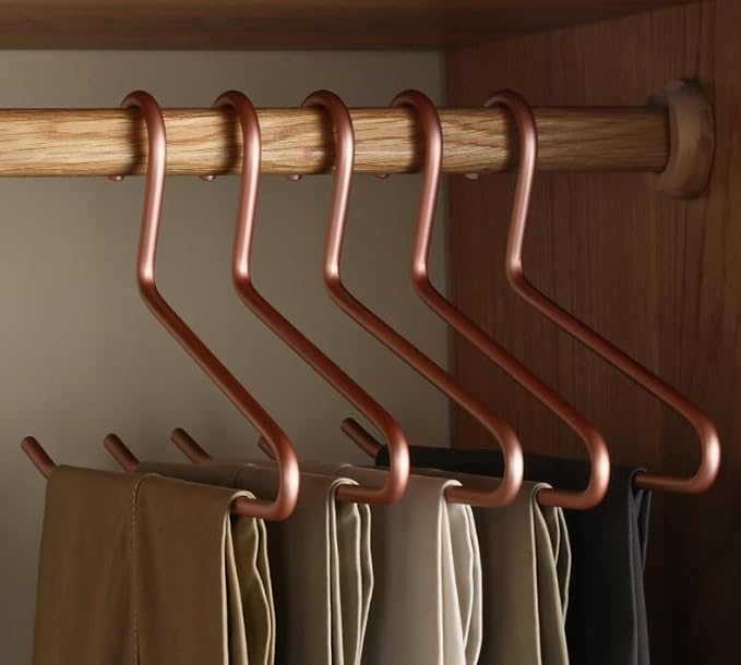 Premium Matte Gold Aluminum Pants Hanger 10 Pack, 13.7” Extra Smooth & Durable Metal Shirt Dress Hanger,Aluminum Alloy Hanger,Clothing Support,Clothing Hang by WONQEXZ