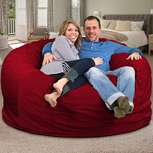 ULTIMATE SACK | 6 Ft Bean Bag Chair Replacement Cover Only | Burgundy Suede | Removable Washable Cover only - Image 8
