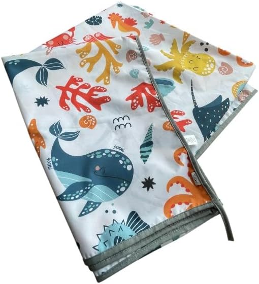 Waterproof High Chair Splat Mat – Machine Washable Floor & Table Protector for Baby Feeding, Art & Crafts, Outdoor Use (Ocean, 114x98 Inch) by Yorni