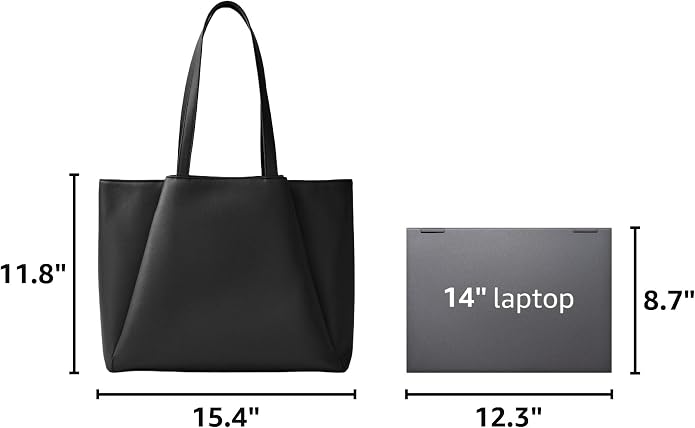 Work Tote Bags for Women 15.6 Inch Laptop with Zip Compartments | Vegan Leather Strcutured Professional Briefcase for Office, Meeting, Business with Padded Sleeve for Computer, water bottle - Image 3
