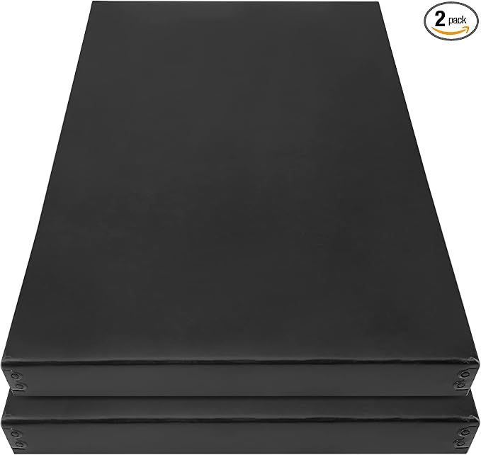 Lineco Drop Front Archival Storage Box, 11.75x17.75x1.5 in, Black, 2 Pack | Acid-Free with Metal Edge, Preserves Picture Longevity, Organize Photos, Newspapers, Prints, Documents, Crafts, DIY by Lineco