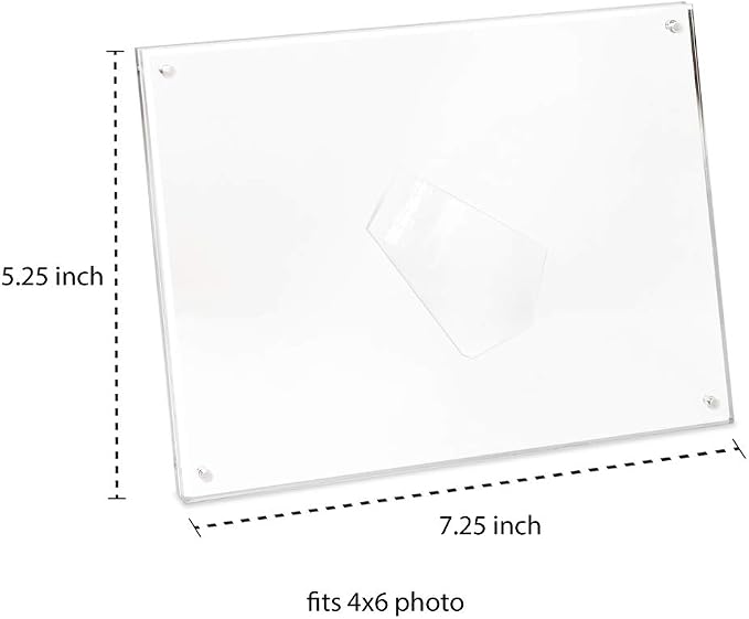 Isaac Jacobs 4x6 Clear Acrylic Magnetic Picture Frame with Two-Way Easel | Plain Acrylic Picture Frame, Magnetic Photo Frame, Made for Tabletop Display - Image 6