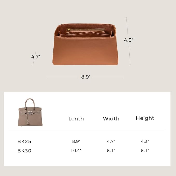 ZTUJO Silky Purse Organizer For Birkin, Luxury Purse Organizer Insert (Gold, BK25) - Image 3
