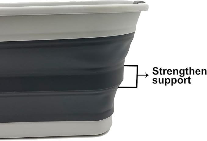 SAMMART 42L Collapsible Plastic Laundry Basket - Foldable Pop Up Storage Container/Organizer - Portable Washing Tub - Space Saving Hamper/Basket (Grey/Steel Grey (Set of 2)) - Image 5