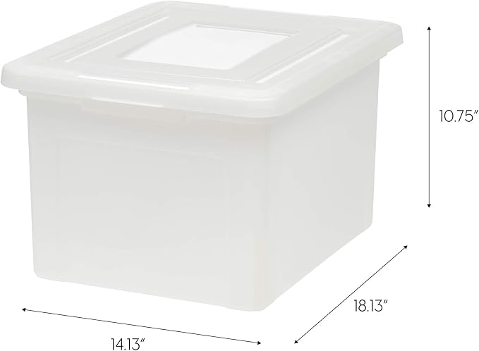 IRIS USA File Box, Plastic File Organizer with Lids for Letter/Legal File, Portable Document Box For Moving, Storage Bin with Durable and Secure Lid, Stackable Nestable BPA-Free, Pearl 35 Qt. 8 Pack - Image 3