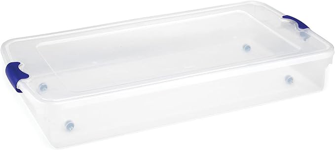 HOMZ Under Bed Clear Plastic Storage Bin w/Lid, 60 Qt, Blue Latch, 2 Pack | Heavy-Duty Stackable Containers, Large Organizer Box for Homes, Offices, and Garages - Image 8