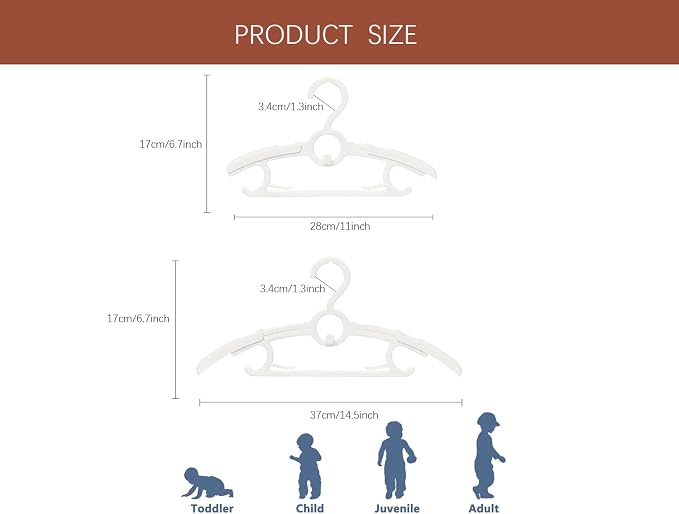Baby Hangers,20 Pack Adjustable Kids Hangers Pink | Non-Slip Toddler Clothes Hangers 11-14" Space Saving Plastic Infant Hangers For Girl Boy Toddler Kids Child - Image 2