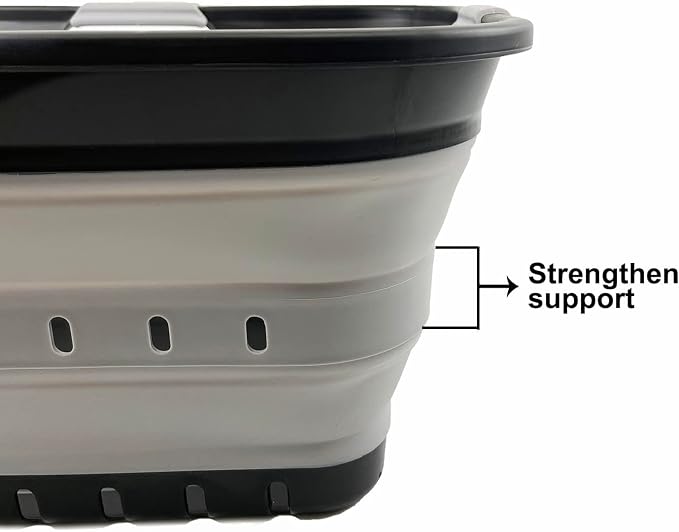SAMMART 42L (11 gallon) Collapsible Plastic Laundry Basket - Foldable Pop Up Storage Container/Organizer - Portable Basket - Space Saving Hamper (Black/Alloy Grey (Set of 2)) - Image 5