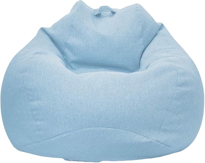 Stuffed Animal Storage Bean Bag Cover (No Filler) Extra Soft Beanbag Seat Chair Covers-Cotton Linen Memory Foam Beanbag Replacement Cover for Adults Children without Filling by ChenLee