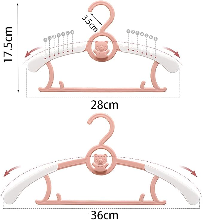 Baby Clothes Hangers 20 Pack, Plastic Kids Hangers Space Saving for Closet | Pink Hanger for Toddler Girl, Lightweight Anti-Slip Cascading Adjustable Children Infant Hangers, Ganchos para Ropa de Bebe - Image 3