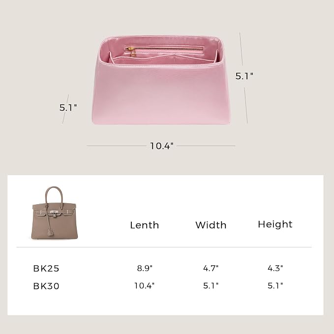 ZTUJO Silky Purse Organizer For Birkin, Luxury Purse Organizer Insert (Rose Sakura, BK30) - Image 3