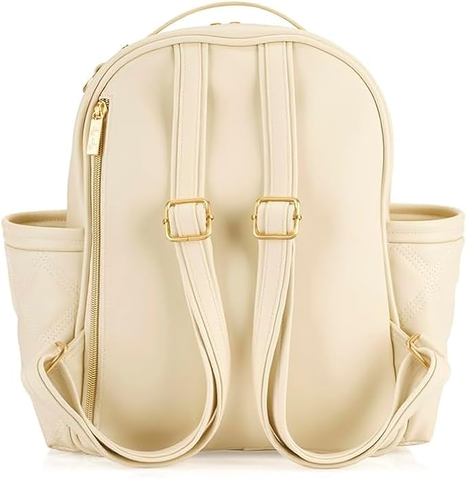 Itzy Ritzy Mini Diaper Bag Backpack – Chic, Compact Mini Plus Backpack with Changing Pad, 10 Pockets (6 Internal, 4 External), Grab-Top Handle & Rubber Feet (Milk & Honey) - Image 10
