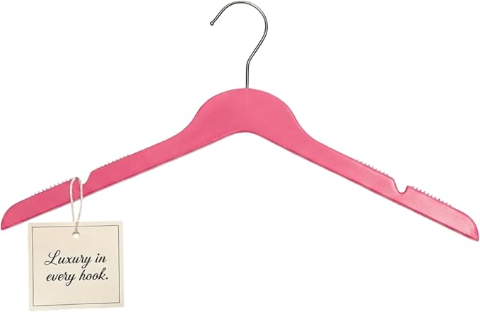 All Hung Up Hangers Slim Plastic Clothes Hangers, Space-Saving Design with Non-Slip Grip, Durable for Everyday Use, Pink, 18 pcs by PerfectlyCloseted
