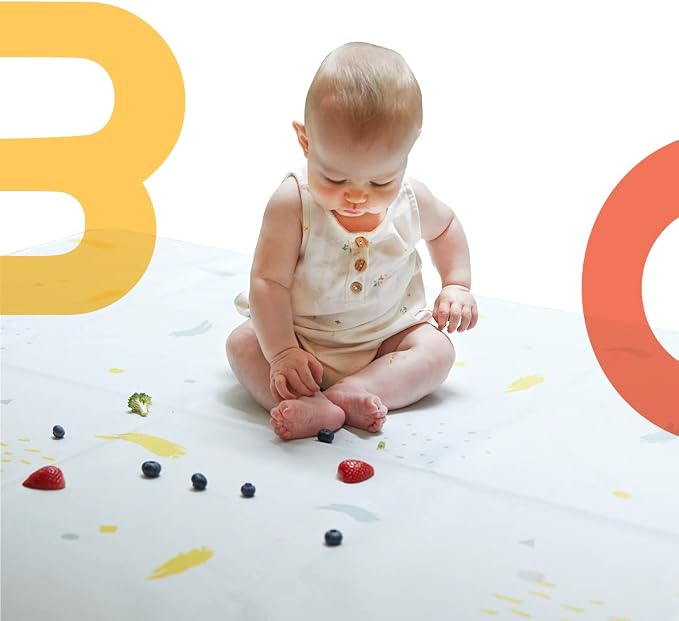 Oribel Splat Mat| 51''x51''| Baby Splat Mat for Under High Chair| Easy to Clean Mat| Non-Slip Play Mat| Stain & Water- Resistant| Machine Washable Spill Mat - Image 3