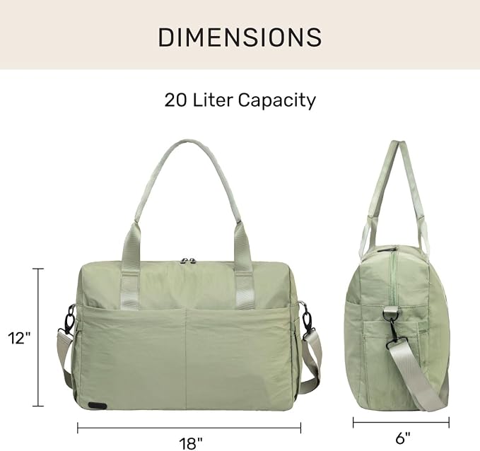 Austin Carry-On Travel Duffel Bag for Women, 18” Weekender Bag with Laptop Sleeve, Durable Material, and Trolley Sleeve, Ideal for Work, Gym, and Overnight Trips (Dusty Green) - Image 5