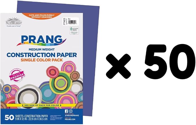 Prang Construction Paper, 9" x 12", Blue, 50/Pack, 50 Packs | Formerly SunWorks, Class Pack, 2500 Sheets Total, P7403 - Image 2