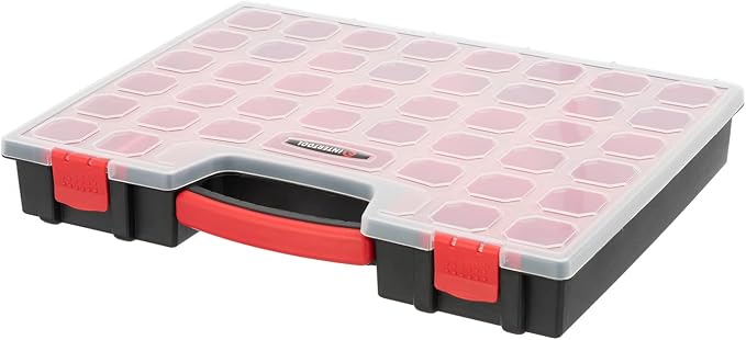 INTERTOOL Hardware Organizer with 24 Removable Bins - Small Parts Storage Tool Box for Nuts, Bolts, Screws, Nails - Portable Handle Transparent Lid with Locks BX08-4033 - Image 6