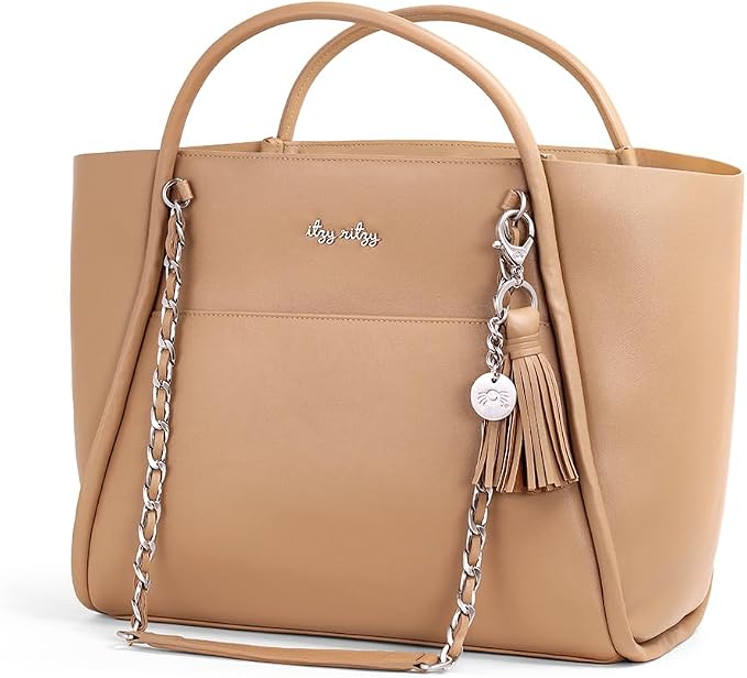 Itzy Ritzy Boss Tote Diaper Bag, Vegan Leather with Changing Pad | Includes Stroller Straps, 4 Pockets, Removable Tassel & Spacious Interior for Stylish Organization of Baby Essentials & More - Image 2