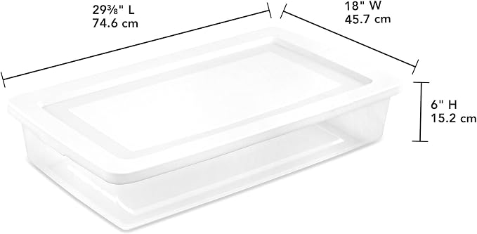 Sterilite 18 Pack Storage Box, 41 Quart Stackable Tote, Clear Plastic Container with Secure Snapping Lids for Home and Office Organization, White - Image 2