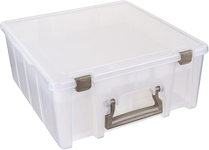 ArtBin 6899AZ Super Satchel Double Deep with Lift-Out Tray Storage Container, Portable Arts & Crafts Organizer with Removable Dividers, Clear by ArtBin