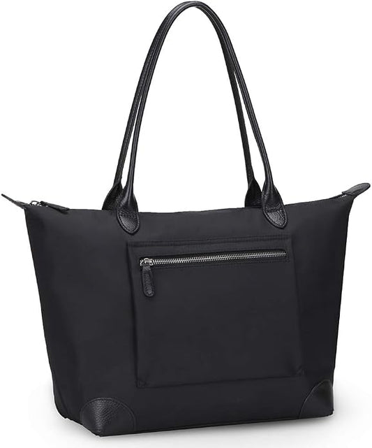 DORIS&JACKY Women Lightweight Tote Bag Designer Leather Work Shoulder Purse | Large Foldable Waterproof Nylon Hobo, Soft Fashion Casual Travel Gym Shopping Handbags with Long Leather Strap by DorisJacky