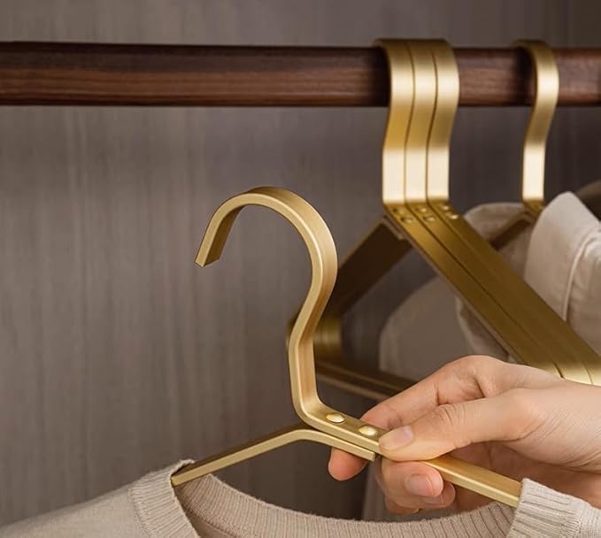 Premium Matte Golden Aluminum Coat Hangers 6 Piece Set, 17.7” Extra Smooth & Durable Metal Shirt Dress Hanger,Aluminum Alloy Hanger,Clothing Support,Clothing Hang - Image 5