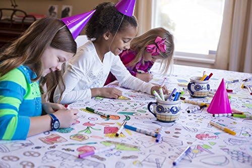 Birthday/Celebration Design – Rectangle Tablecloth 60”X84” - Interactive Coloring Tablecloth for Kids – Poly/Cotton Fabric - Washable and Reusable – DIY Activity for Children & Adults - Image 6