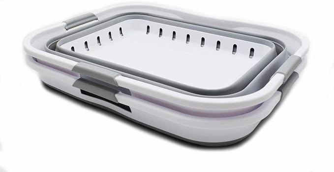 SAMMART 42L (11 gallon) Collapsible Plastic Laundry Basket - Foldable Pop Up Storage Container/Organizer - Portable Basket - Space Saving Hamper/Basket (2, White/Grey) - Image 4