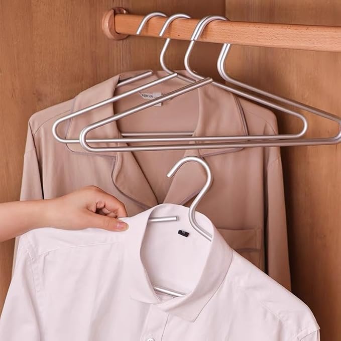 Premium Matte Silvery Aluminum Coat Hangers 6 Piece Set, 16.5” Extra Smooth & Durable Metal Shirt Dress Hanger,Aluminum Alloy Hanger,Clothing Support,Clothing Hang - Image 4